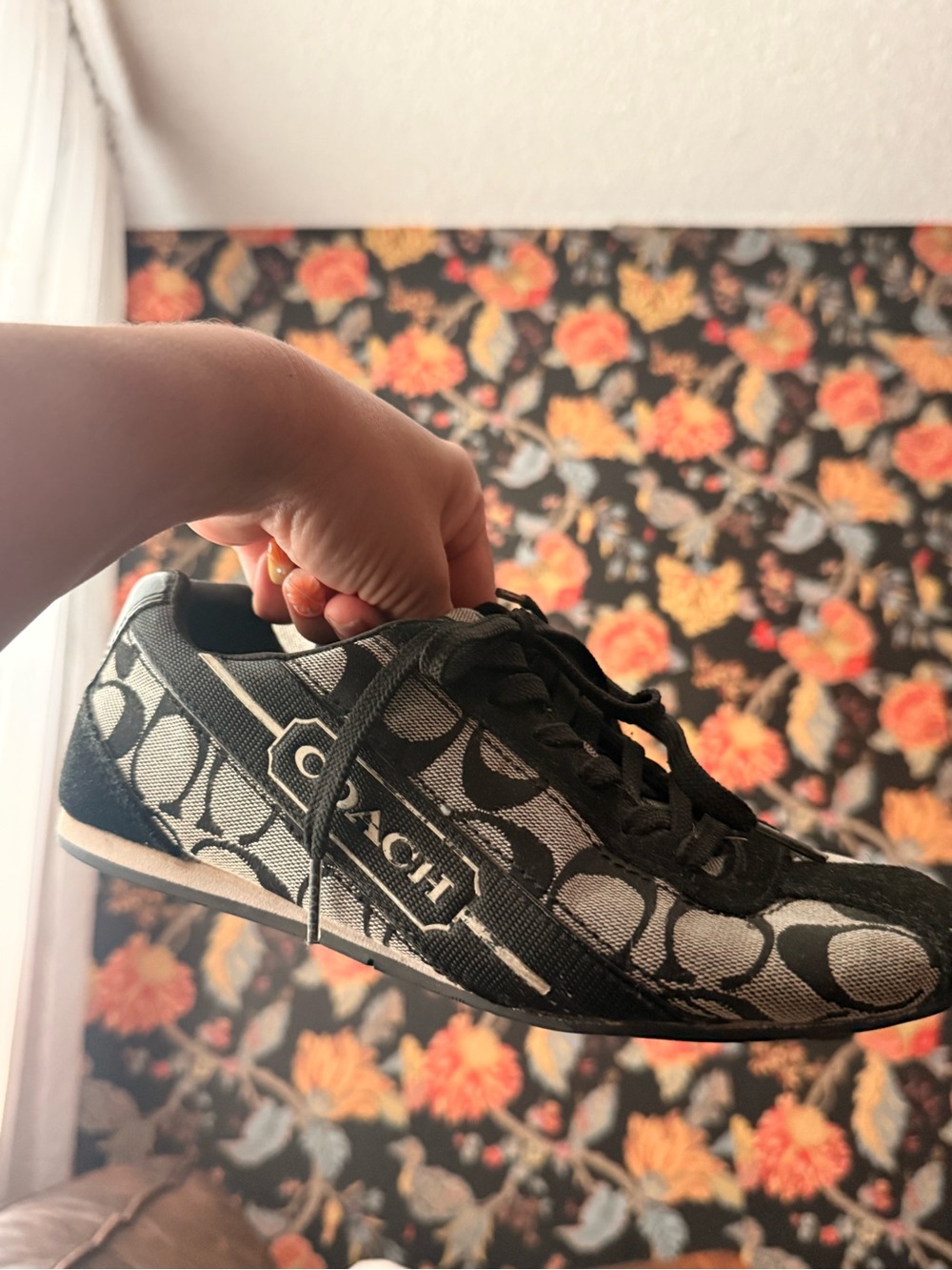Coach Kids Black and Gray Signature Logo Sneaker
